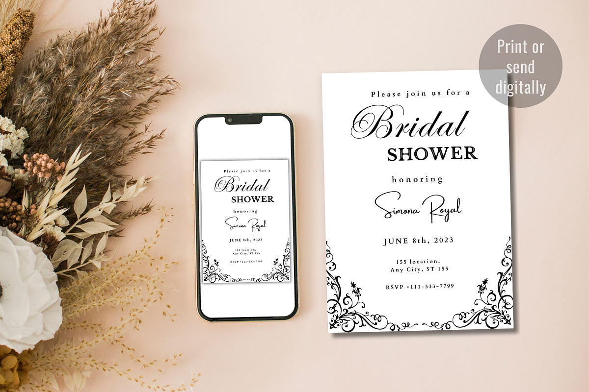 Bridal Shower Invitation Template, an Invitation Template by SimoDigitalArt (Photo 4 of 9)