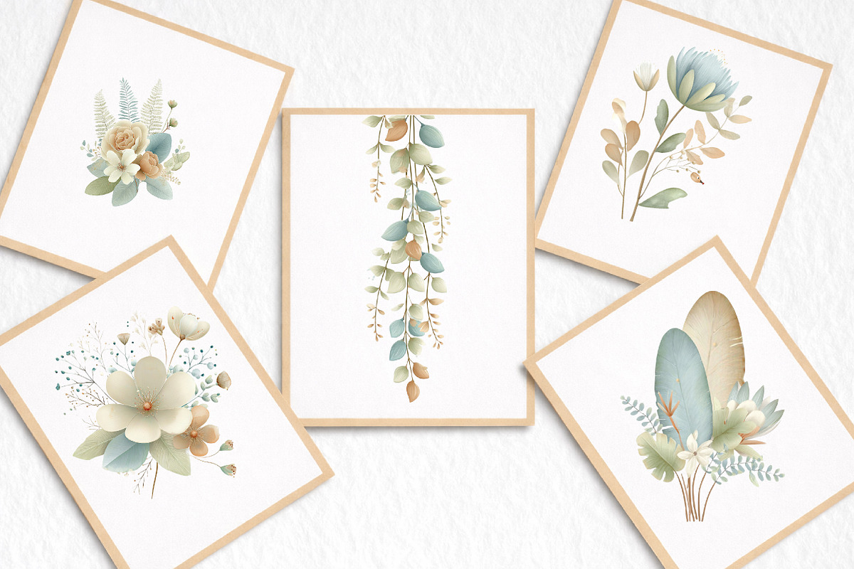 Blush and Blue Leaves Florals, an Illustration by DreamArtGraphic (Photo 6 of 8)