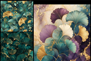 Luxury Teal & Gold Ginkgo Botanical, a Texture Graphic by Printable Design Store (Thumbnail 3 of 4)