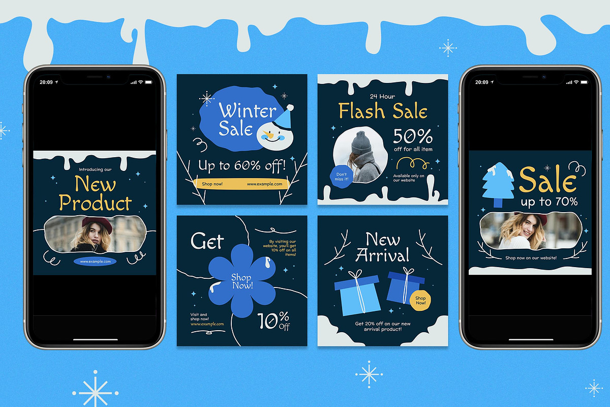 Blue Winter Sale Instagram Set, a Social Media Template by Aiyari Graphic (Photo 3 of 3)