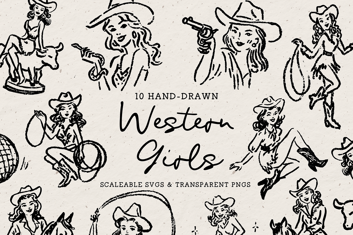 Rodeo Girls Clipart, Cowgirl Set, a Person Illustration by The October Creative (Photo 1 of 7)