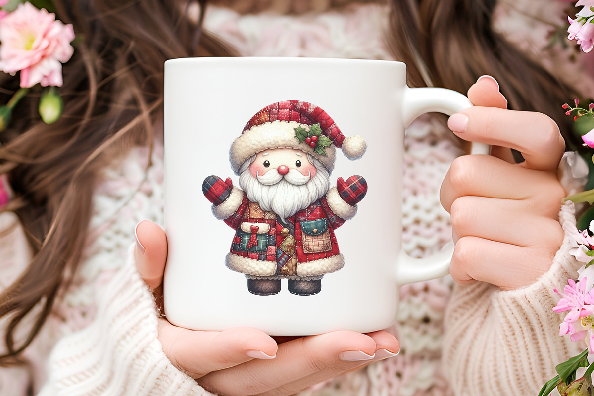 Patchwork Christmas Cute Santa Png, an Illustration by RobertsArt (Photo 2 of 7)