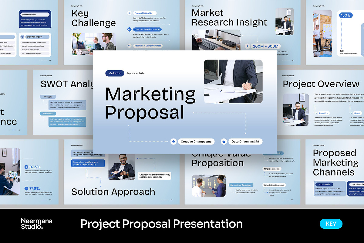 Navy Gradient Project Proposal KEY, a Presentation Template by Neermana (Photo 1 of 4)