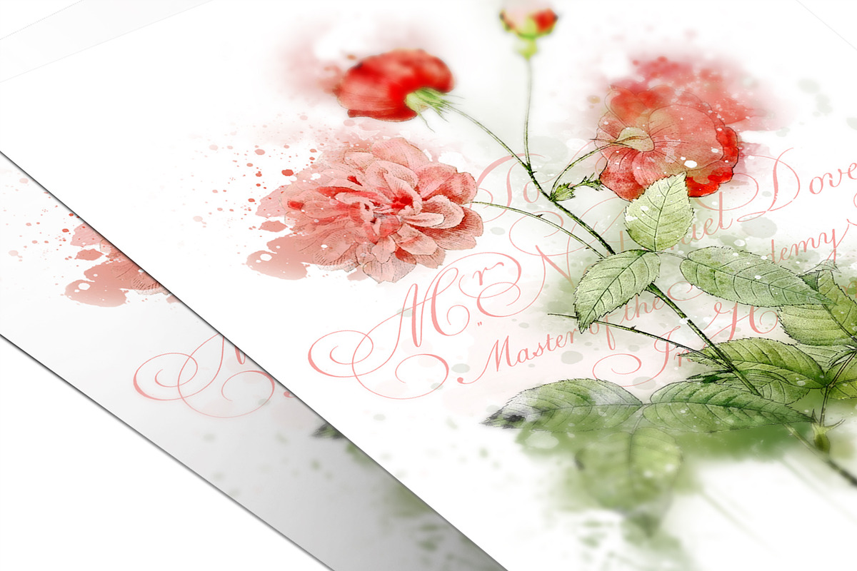 Watercolor Roses Vintage Overlays, an Illustration by ephemoire (Photo 7 of 8)