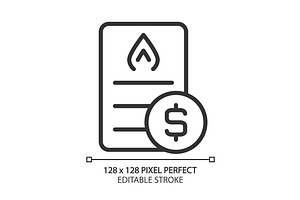 Gas bill pixel perfect linear icon, an Icon by IMG Visuals