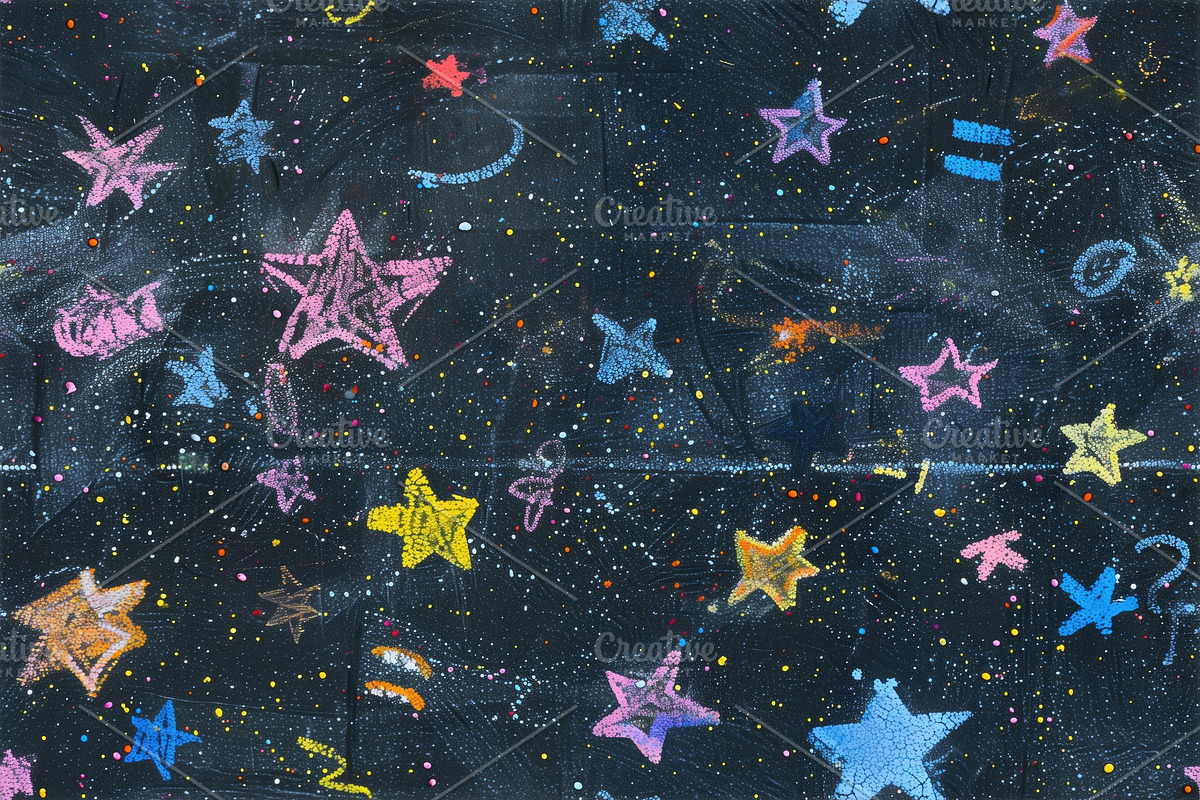 A colorful abstract seamless representation of stars and cosmic elements on a d, a Texture Graphic by Textures & Backgrounds