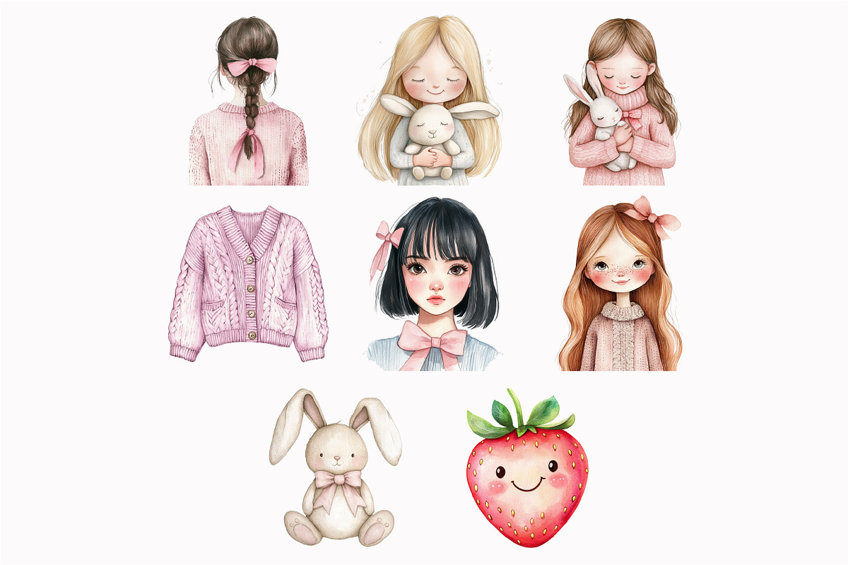 Watercolor Little Coquette Clipart, an Illustration by Design Market (Photo 4 of 4)