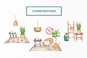 Watercolor Home Decor Set, an Object Graphic by Kotulska (Thumbnail 4 of 7)