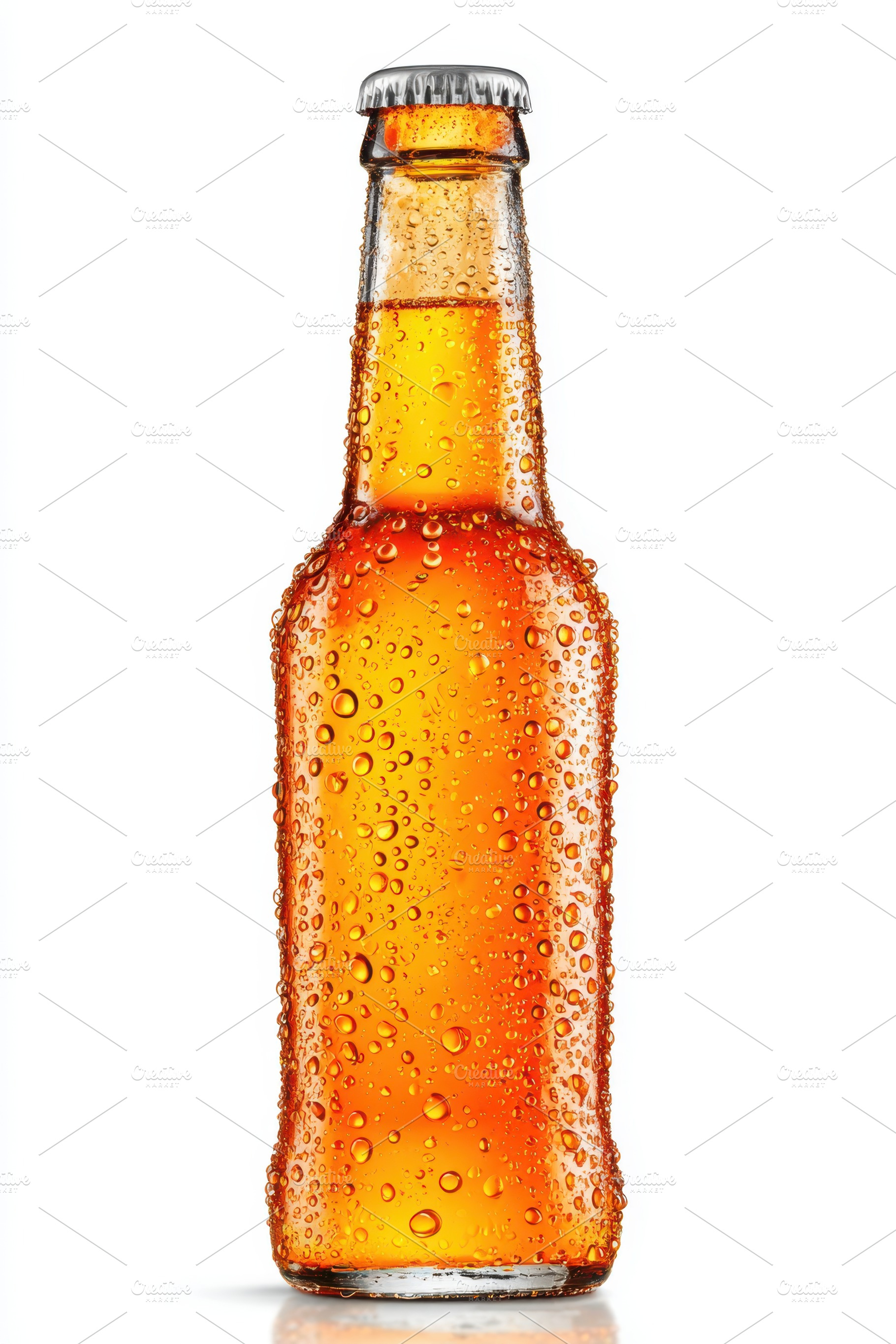 Cold amber beer bottle with condensation, a Food & Drink Photo by AlyaAnd