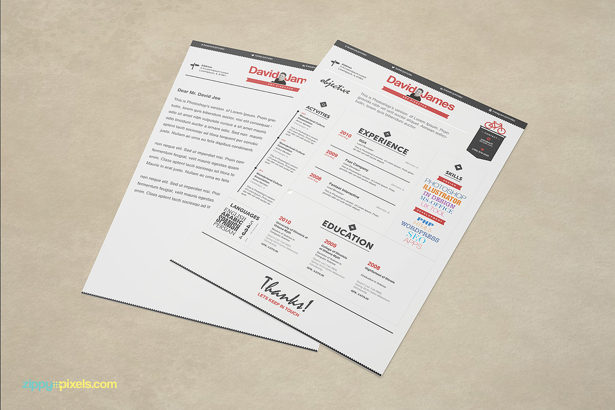 Resume & Cover Letter Template Set, a Resume Template by ZippyPixels (Photo 5 of 6)