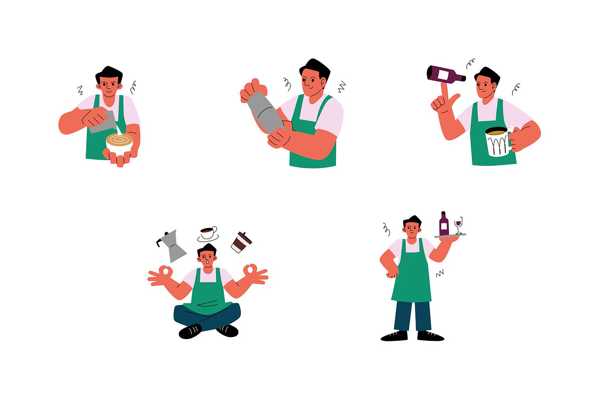 Barista Character Vol 1, a Work Illustration by SLAB! Design (Photo 3 of 3)