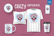 Crazy Cartoon Boy. Tshirt, PNG., a Person Illustration by KENO Mascots (Thumbnail 3 of 3)