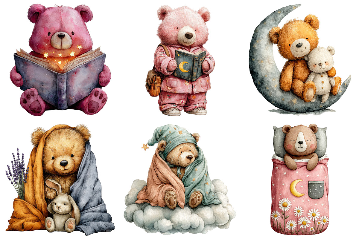 Sweet Dreams Pink Teddy Bear Clipart, an Illustration by Craft Nest (Photo 4 of 6)