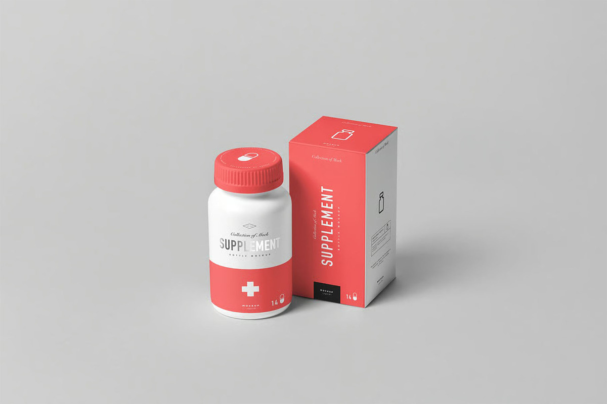 Supplement Jar & Box Mock-up, a Product Mockup by zippypixelstudio (Photo 9 of 12)