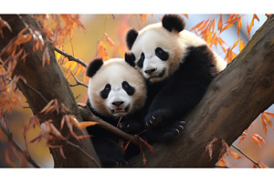 cub panda in tree ai generated, an Animal Photo by pikepicture
