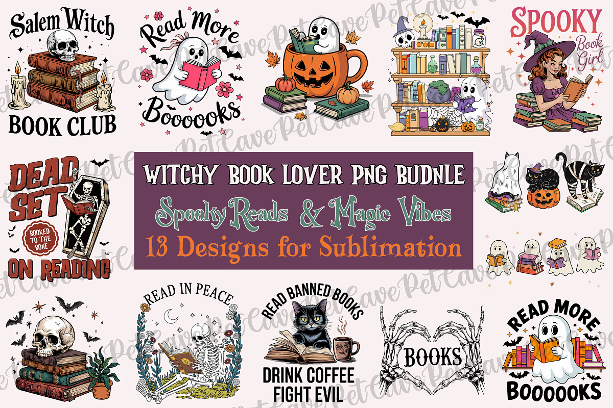 Witchy Book Lover Sublimation Bundle, a Graphic by Pet Cave (Photo 1 of 7)