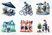 Navy Summer Outdoor Watercolor Clipa, an Illustration by RobertsArt (Thumbnail 8 of 8)