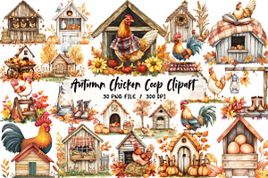 Autumn Chicken Coop Clipart, an Illustration by Libby Wishes