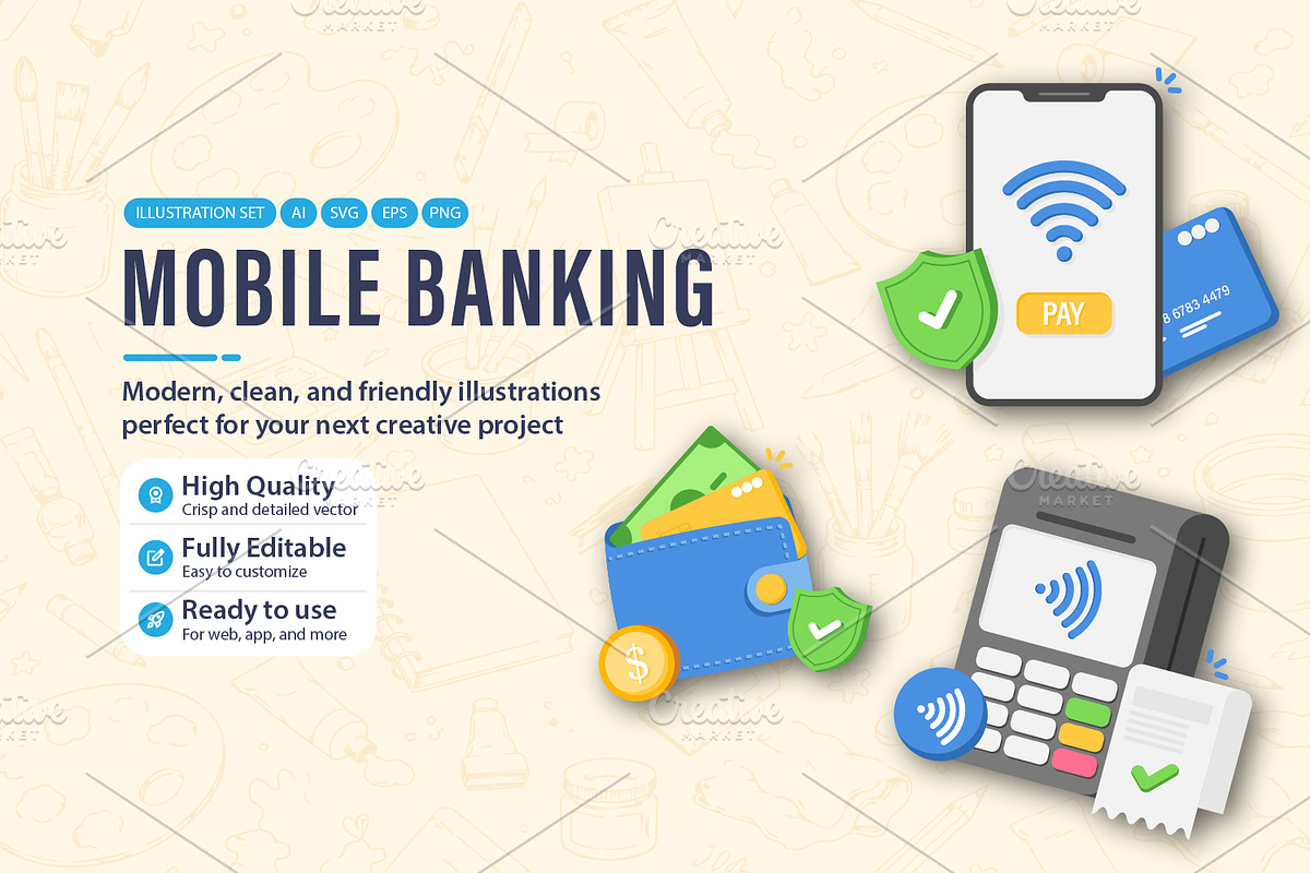 Mobile Banking, an Object Illustration by pictranoosa_studio (Photo 1 of 3)