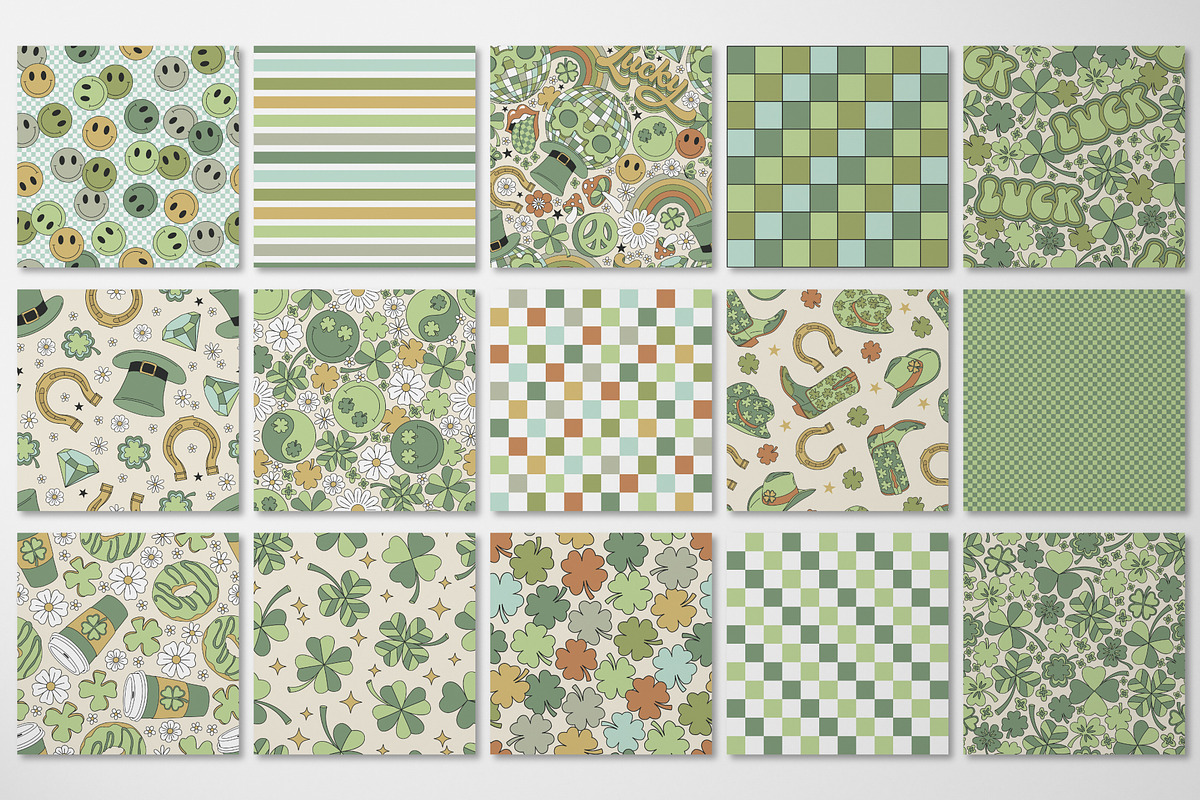 Groovy Patrick Day pattern set, a Pattern Graphic by @olga.angelloz (Photo 2 of 2)