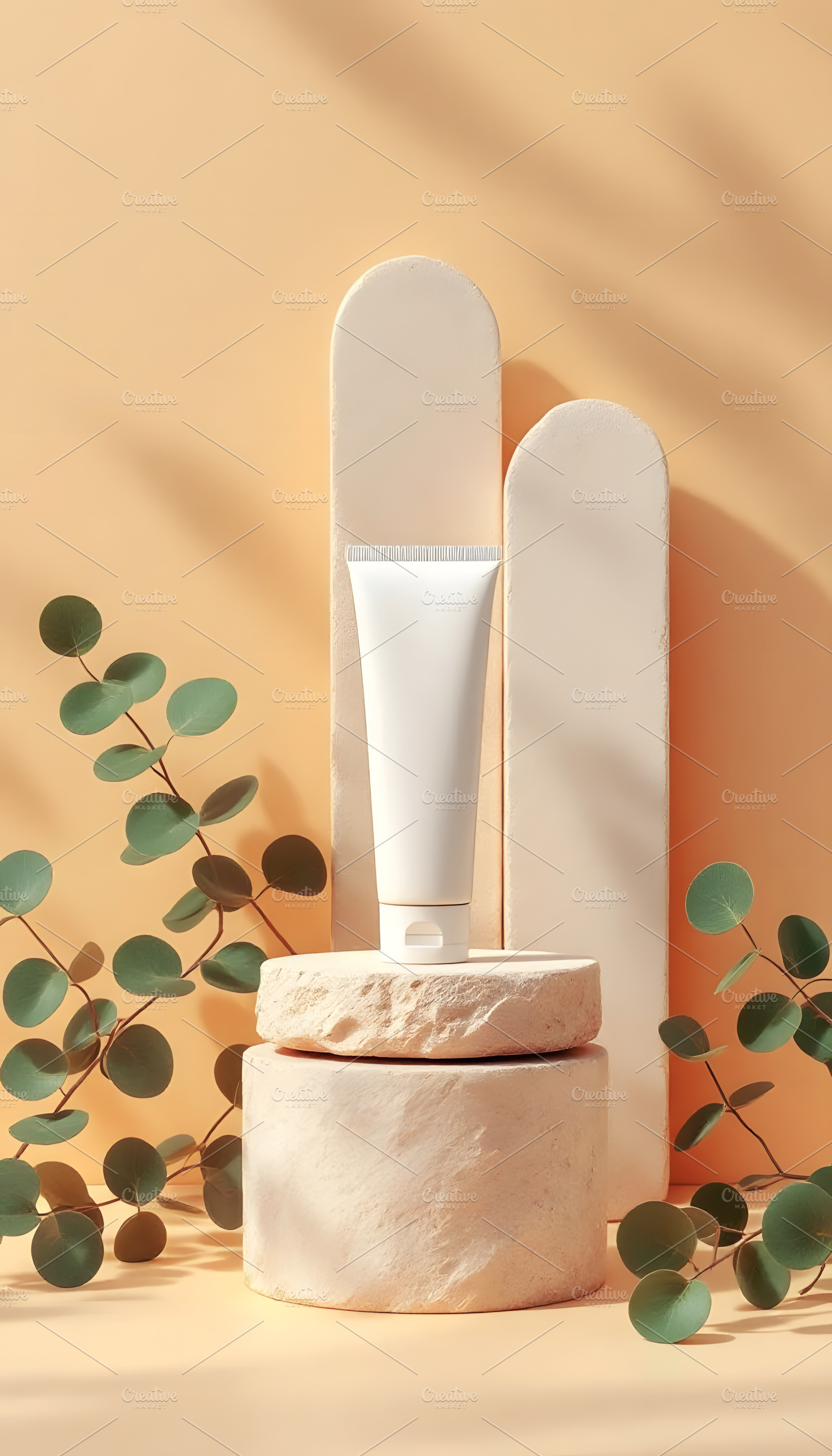 Cosmetic Tube Mockup on Stone Podium, a Beauty & Fashion Photo by Stock Shape