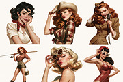 Rockabilly Pin Up Girl Clipart, a Person Illustration by BusyDaydesign (Thumbnail 6 of 9)