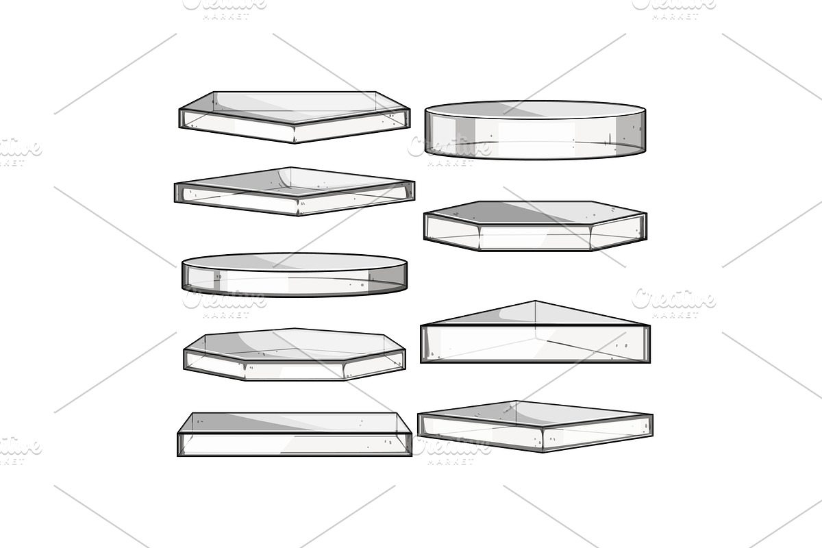 glass platform set cartoon vector, an Object Illustration by pikepicture