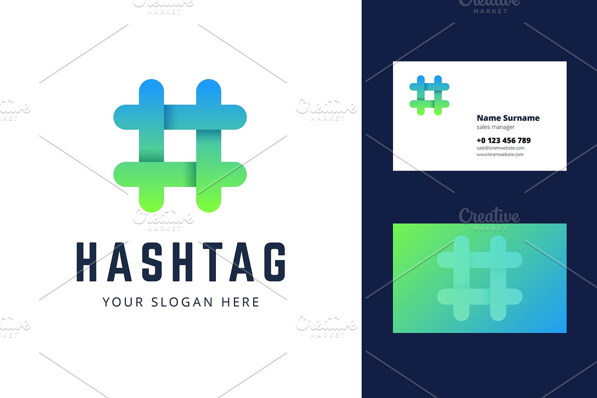 Hashtag logo and business card, a Branding & Logo Template by zaniman