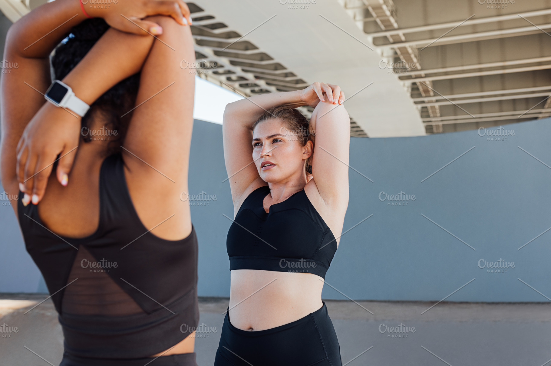Two plus-size women practicing, a Person Photo by Artem Varnitsin