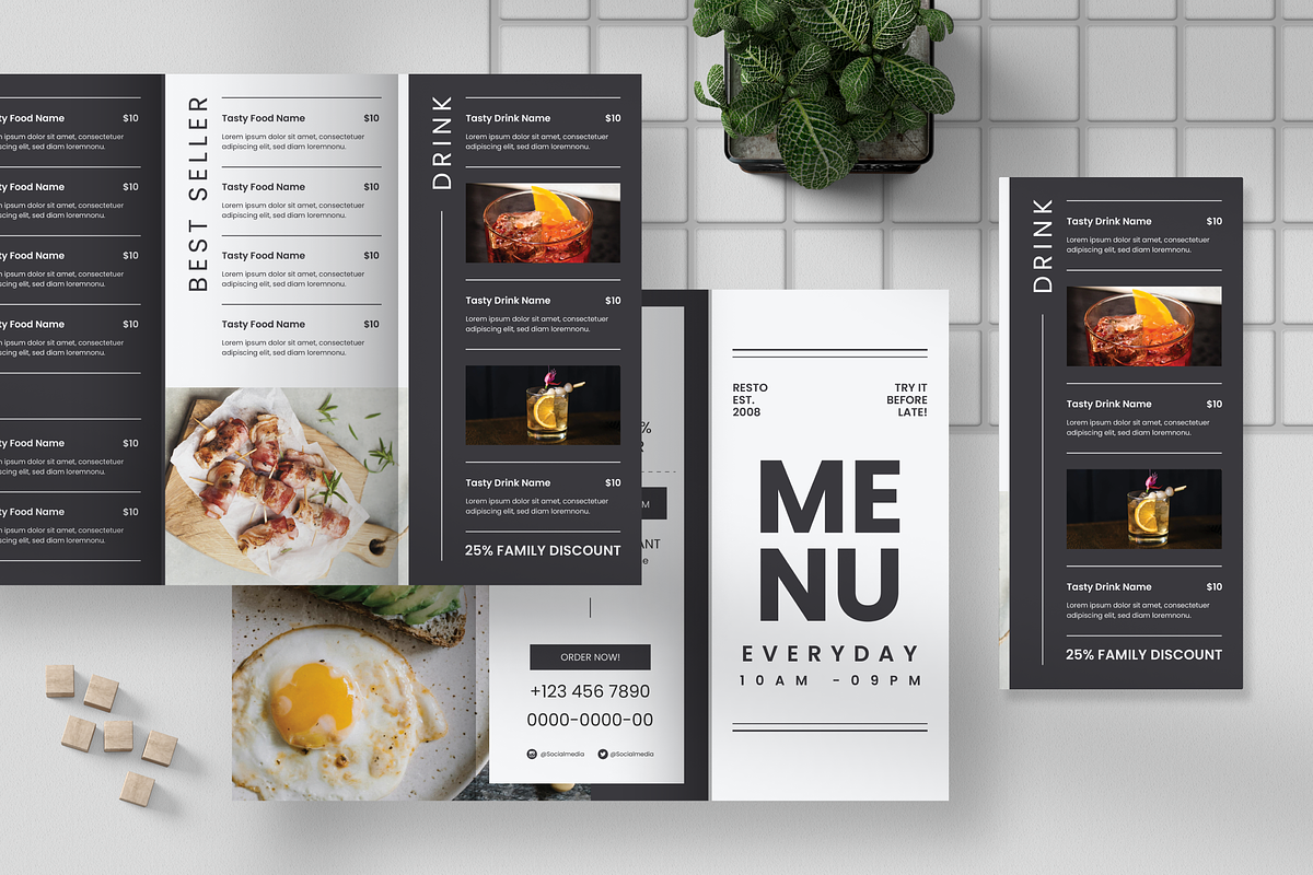 Restaurant Menu Trifold Brochure, a Brochure Template by Annora Studio (Photo 1 of 5)