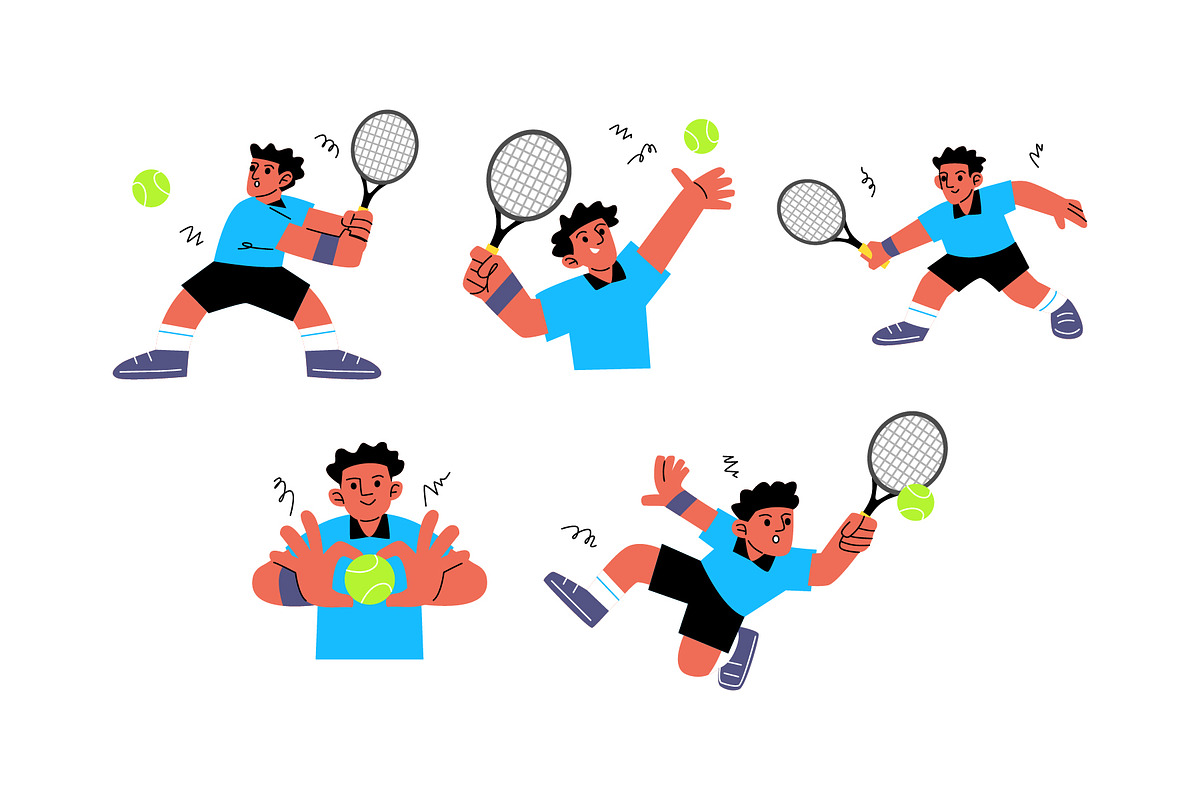Character Tennis Man Vol 1, a Sport Illustration by SLAB! Design (Photo 3 of 3)