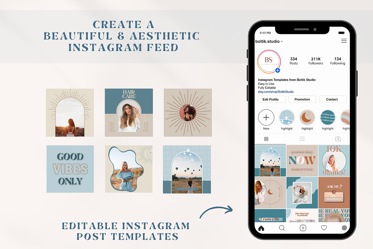 Instagram Post Templates Boho Canva, a Social Media Template by Boltik Studio (Photo 4 of 10)