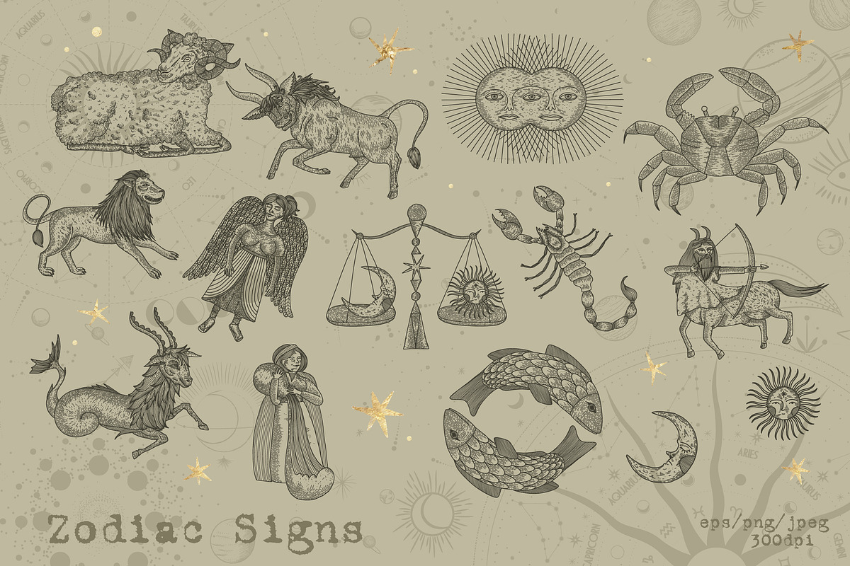 Vintage engraving. Zodiac Signs, an Animal Illustration by Chikovnaya (Photo 2 of 15)