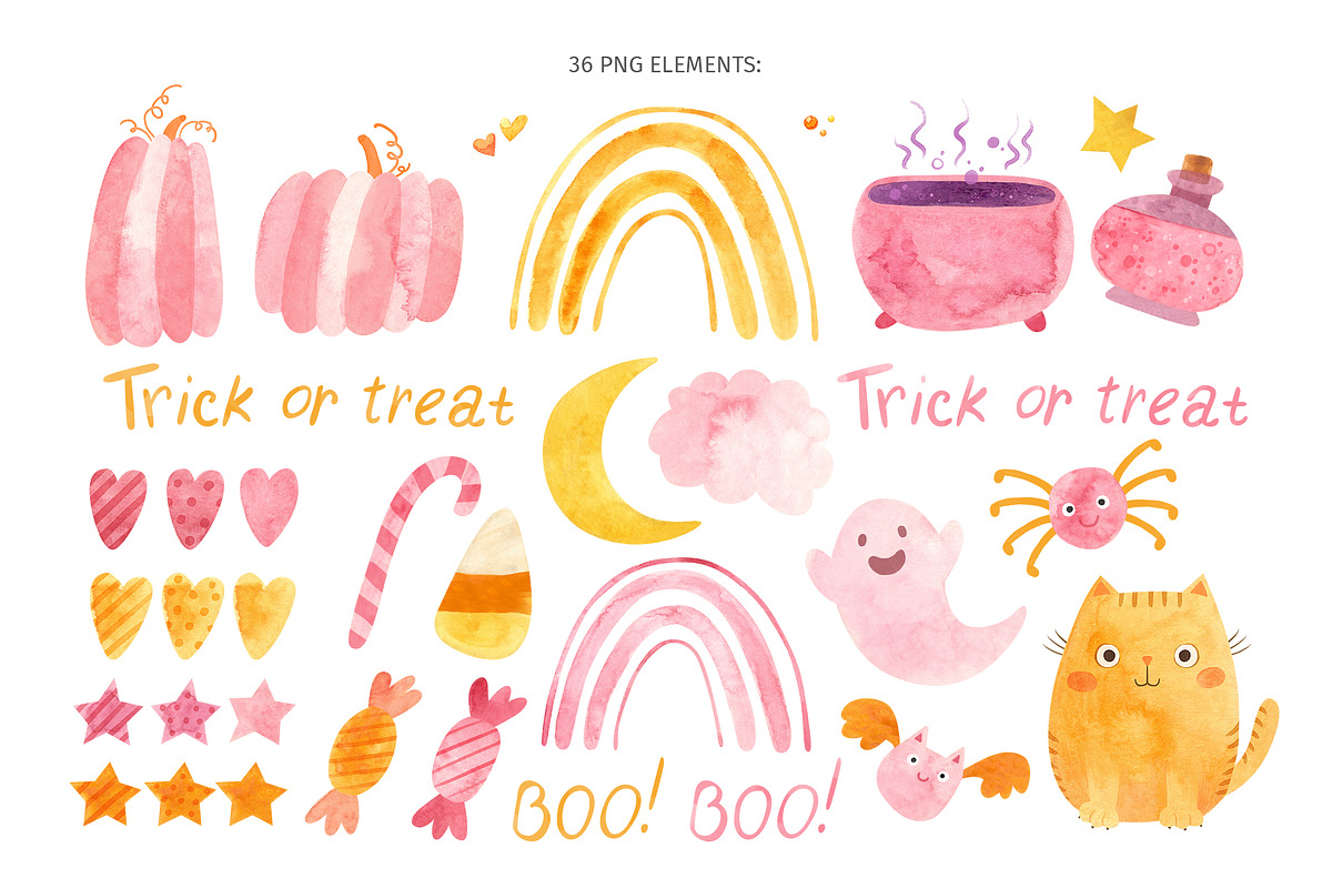 Pink Halloween Clipart & Patterns, a Decorative Illustration by Valin Malin (Photo 2 of 14)