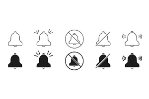 Notification Bell Icon Set, an Object Illustration by Gentle Studio