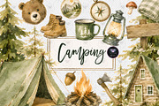 Woodland Camping Clipart, a Decorative Illustration by BigCakeBee (Thumbnail 1 of 4)