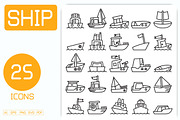 Sailboat Ship and Ferry Icons, an Outline Icon by Designfour (Thumbnail 1 of 6)