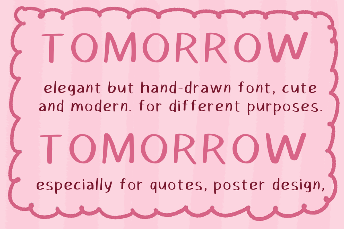 tomorrow handwritten font, a Handwritten Font by Ashiya Pixel (Photo 1 of 9)