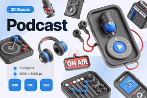 Podcast 3D Icons, an Object 3D Model by Rakata Studio