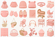 Newborn Baby Girl Nursery Clipart, an Object Illustration by SugarCloudStudioArt (Thumbnail 3 of 7)