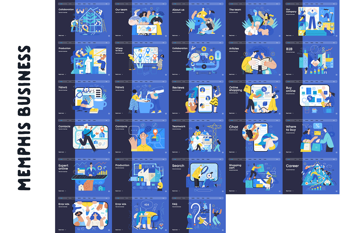 Memphis Business, vector illos, a Templates & Theme by Grivina's shop (Photo 21 of 27)