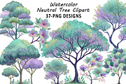 Neutral Watercolor Tree Clipart Bund, an Illustration by Daily.Designs (Thumbnail 1 of 3)