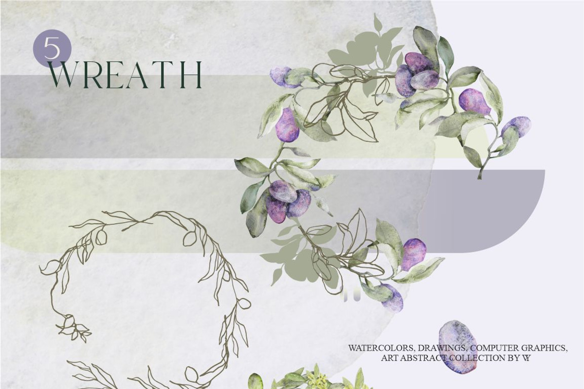 OLIVE - watercolor set, an Object Graphic by Collection by VY (Photo 13 of 14)