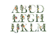 Watercolor forest alphabet., a Decorative Illustration by TaPilipa (Thumbnail 2 of 4)