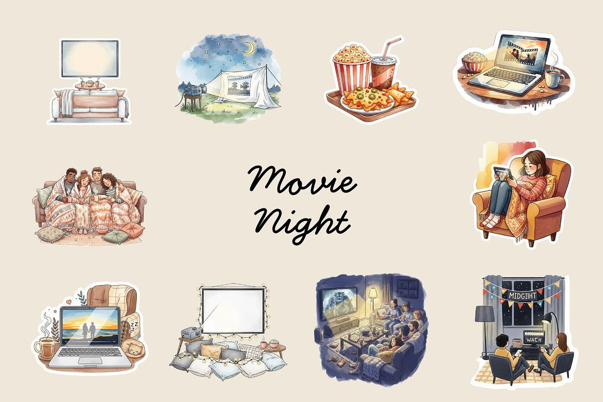 Movies Sticker set, an Illustration by ikarifq shop (Photo 6 of 7)