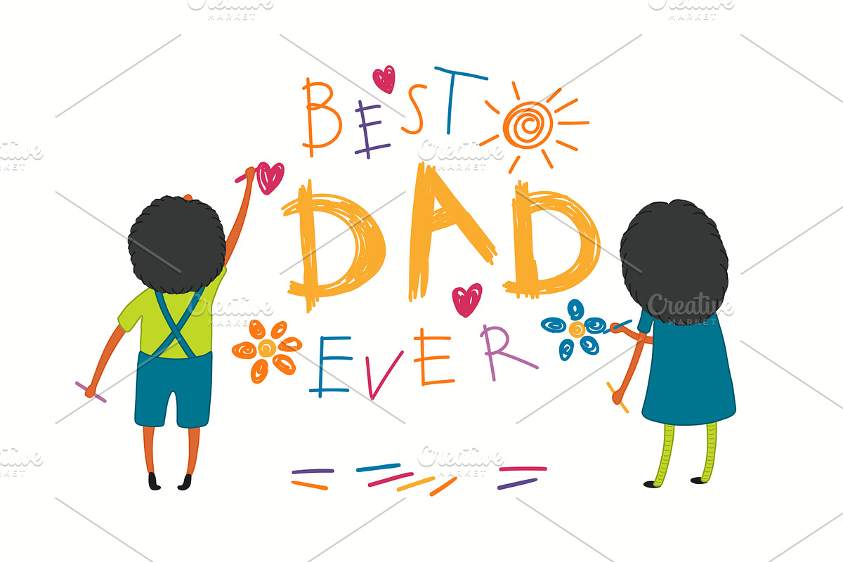 Fathers Day card with kids drawing, an Object Illustration by sceptical cactus