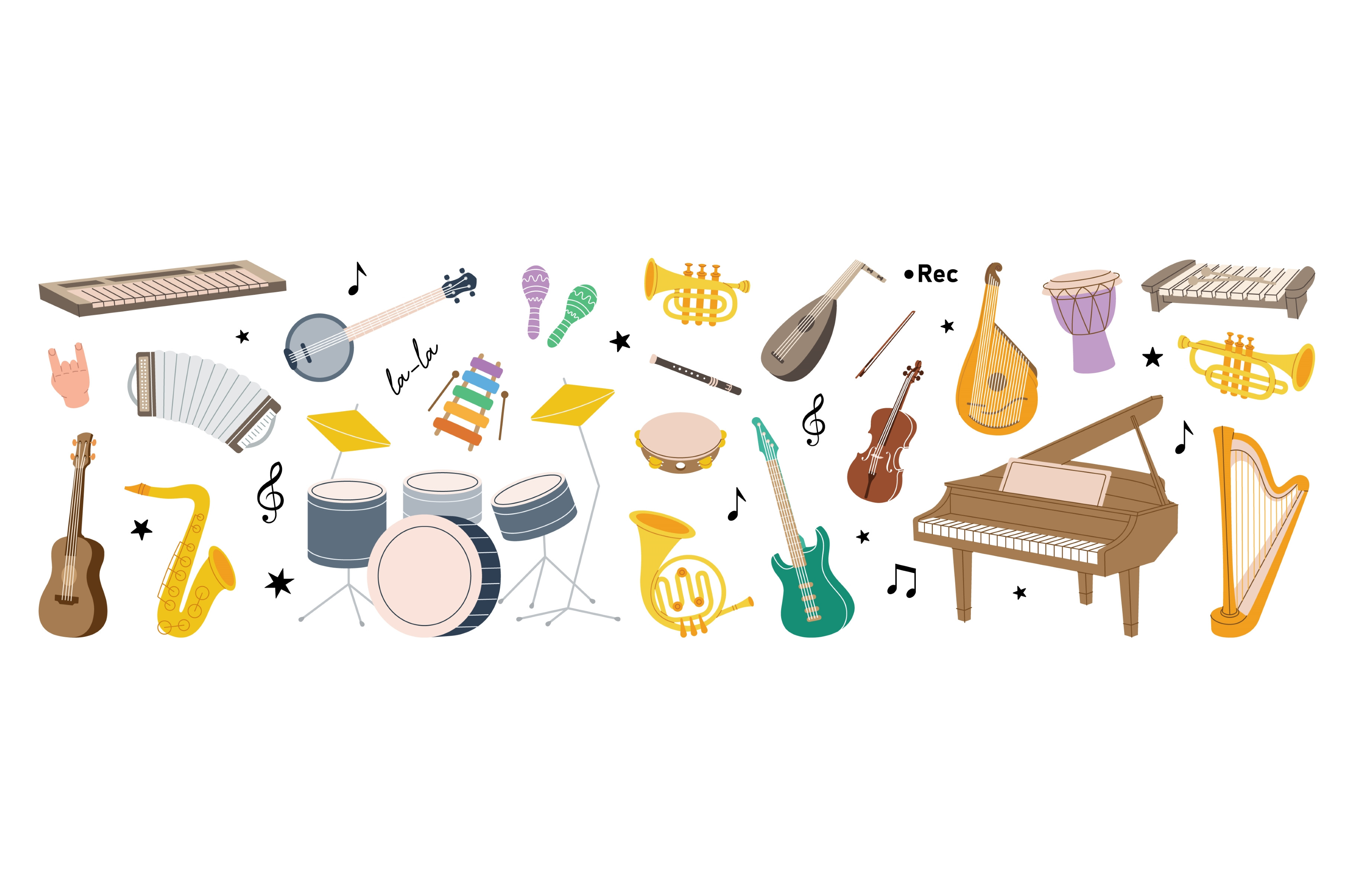Musical Instruments Kit Musical by Graphishop | Creative Market