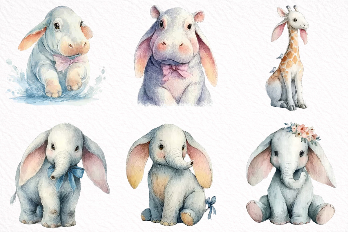 Watercolor Safari Animals Clipart, an Illustration by DreamArtGraphic (Photo 4 of 8)