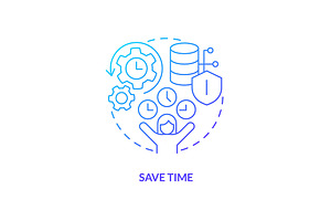Save time blue gradient concept icon, an Icon by IMG Visuals