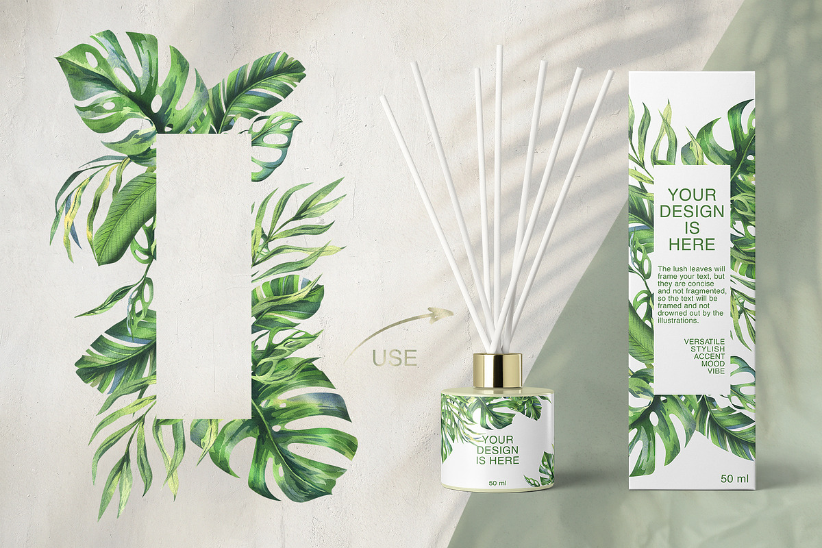 Tropical Leaves Watercolor Set, a Seasonal Illustration by NATASHA CHU (Photo 3 of 13)